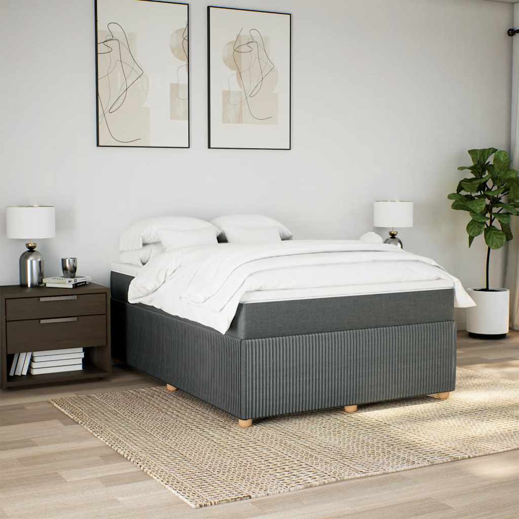Sommier à lattes de lit avec matelas Gris foncé 140x200cm Tissu - XIOS