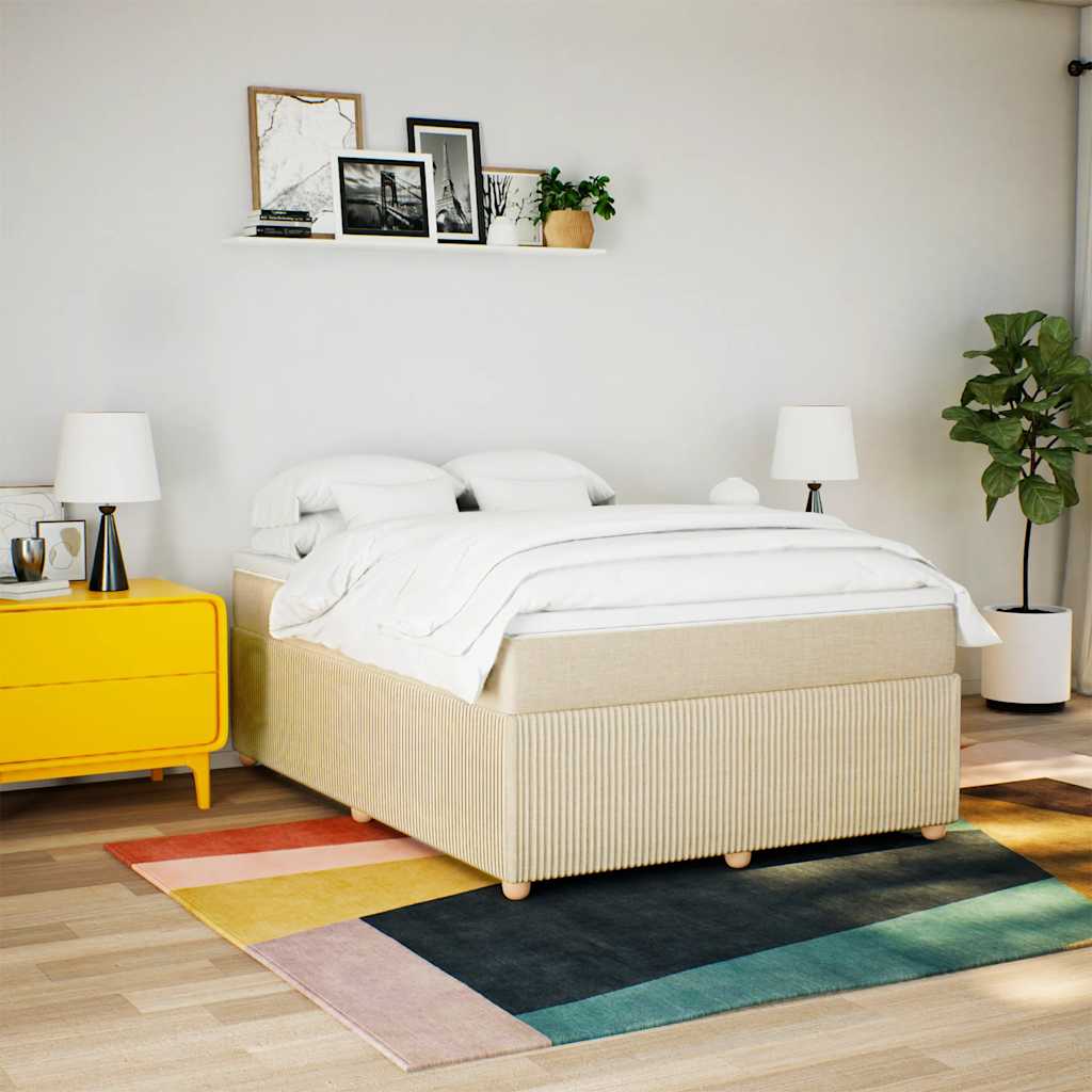 Sommier à lattes de lit avec matelas Crème 140x200 cm Tissu - XIOS