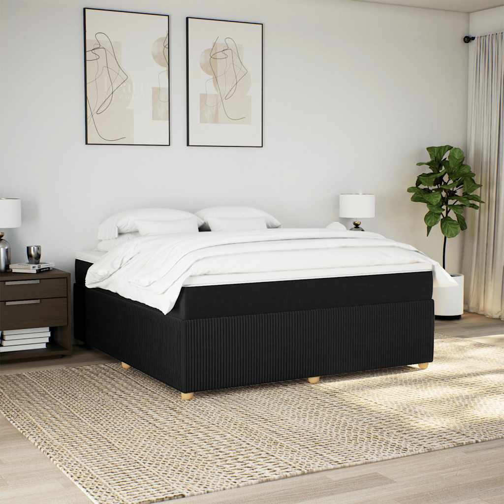 Sommier à lattes de lit avec matelas Noir 180x200 cm Tissu