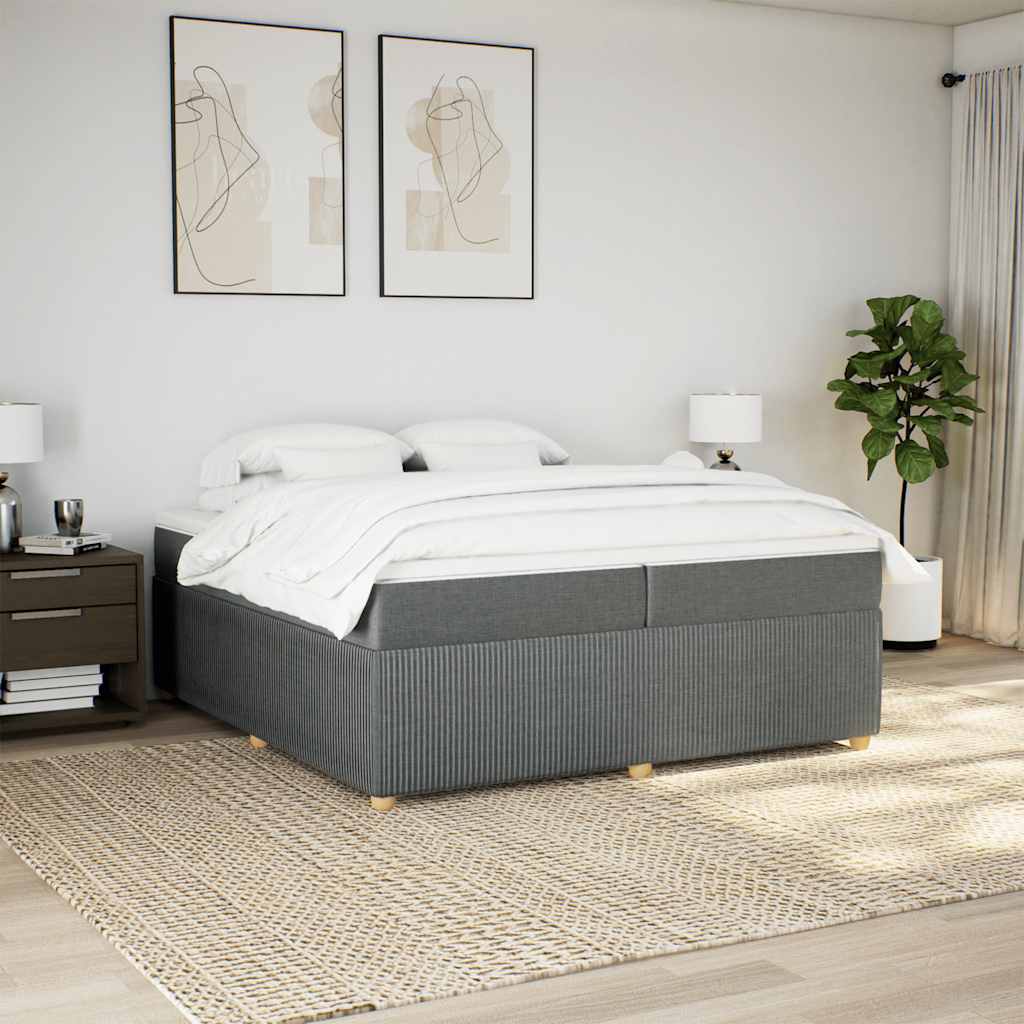 Sommier à lattes de lit avec matelas Gris foncé 200x200cm Tissu - XIOS