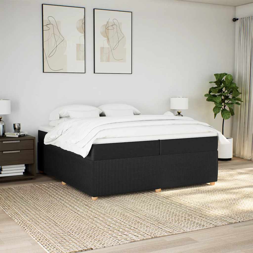 Sommier à lattes de lit avec matelas Noir 200x200 cm Tissu - XIOS