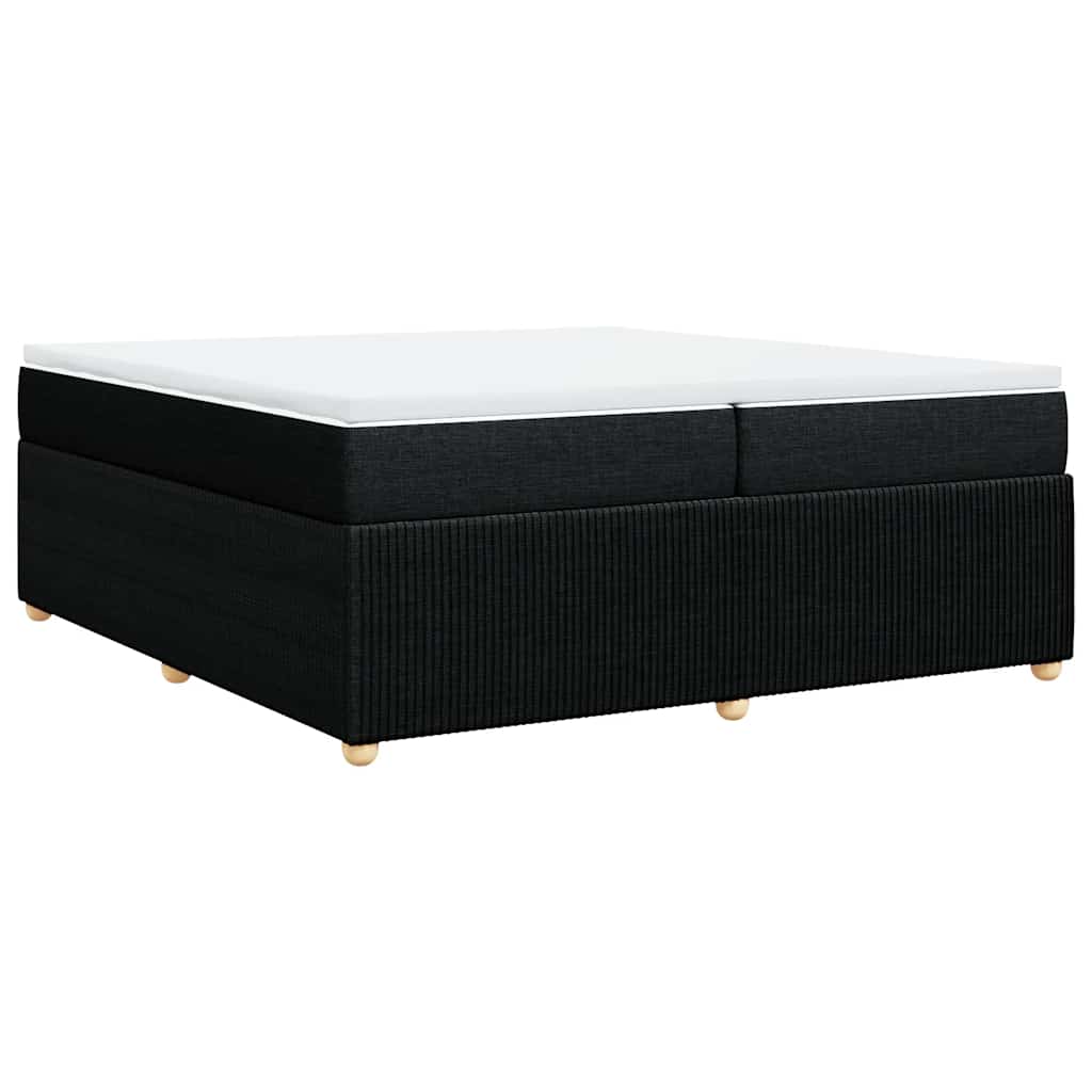 Sommier à lattes de lit avec matelas Noir 200x200 cm Tissu