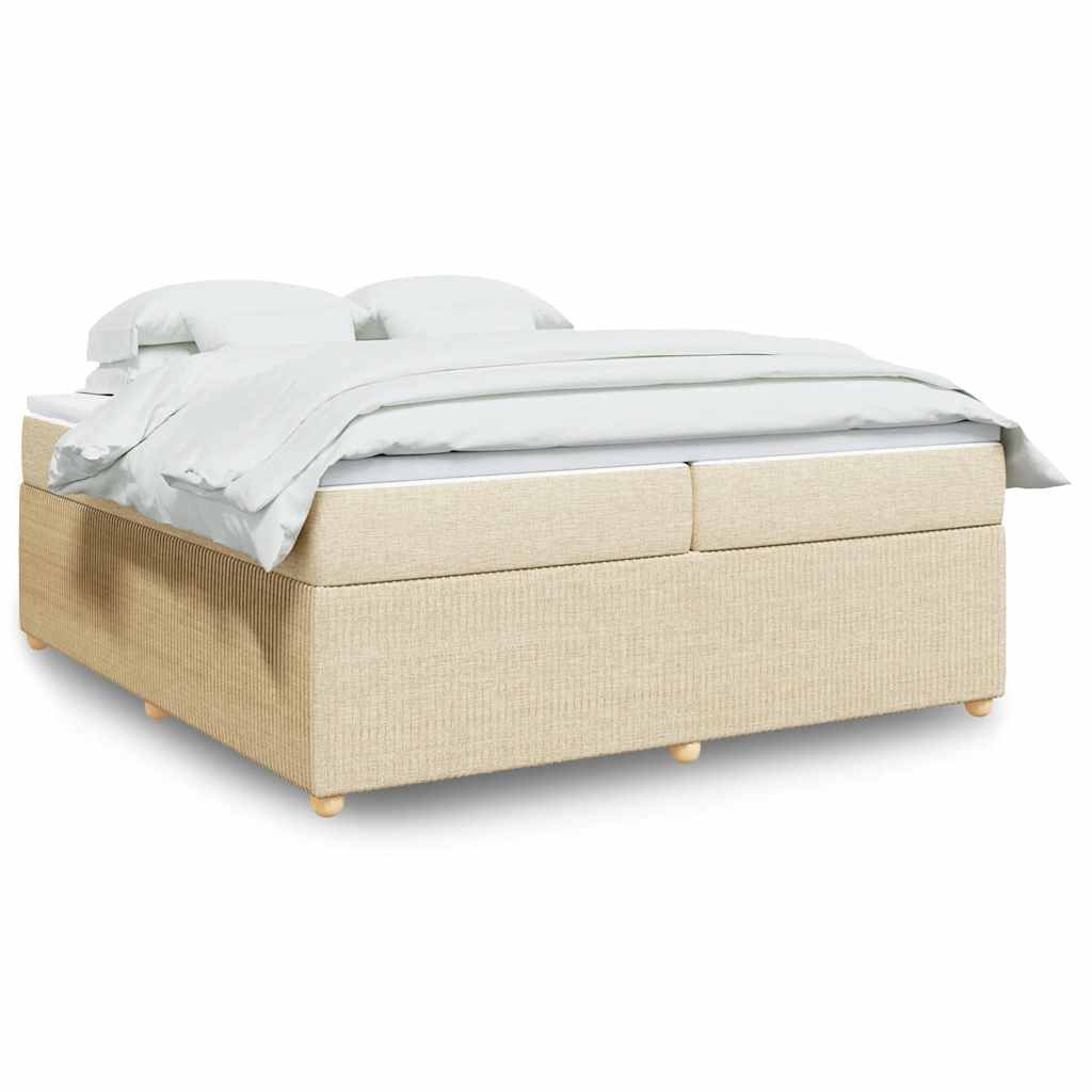 Sommier à lattes de lit avec matelas Crème 200x200 cm Tissu - XIOS