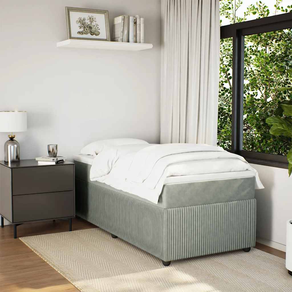 Sommier à lattes de lit et matelas Gris clair 90x190 cm Velours - XIOS