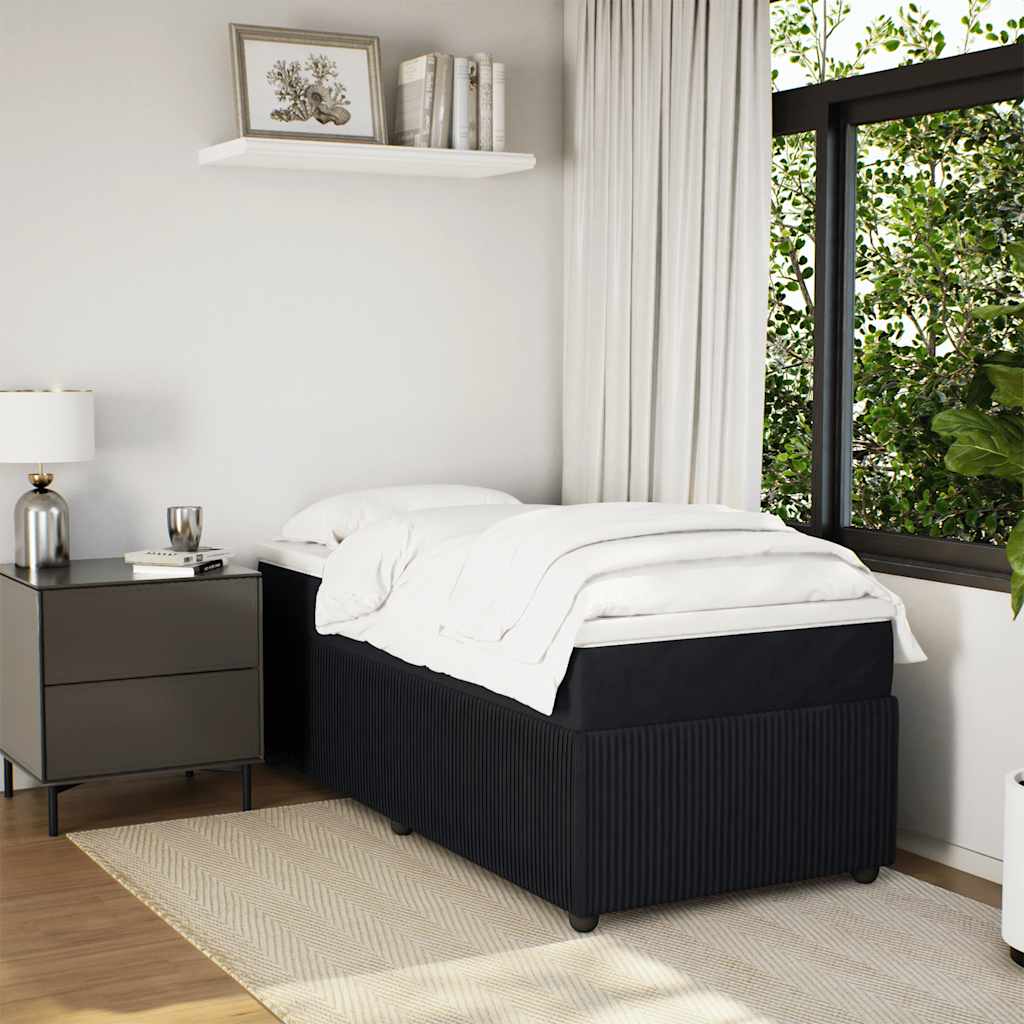 Sommier à lattes de lit avec matelas Noir 100x200 cm Velours - XIOS