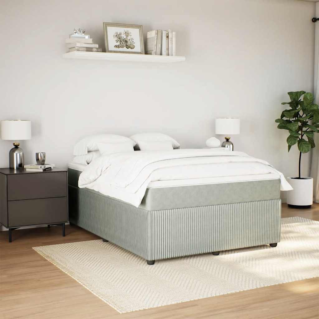 Sommier à lattes de lit et matelas Gris clair 160x200cm Velours - XIOS
