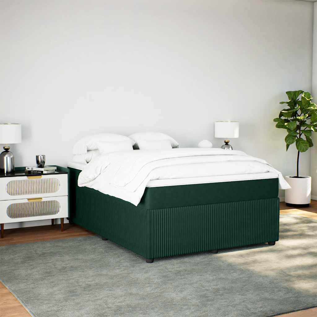 Sommier à lattes de lit et matelas Vert foncé 160x200cm Velours