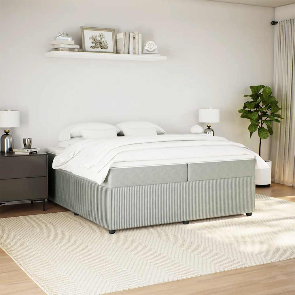 Sommier à lattes de lit et matelas Gris clair 200x200cm Velours - XIOS