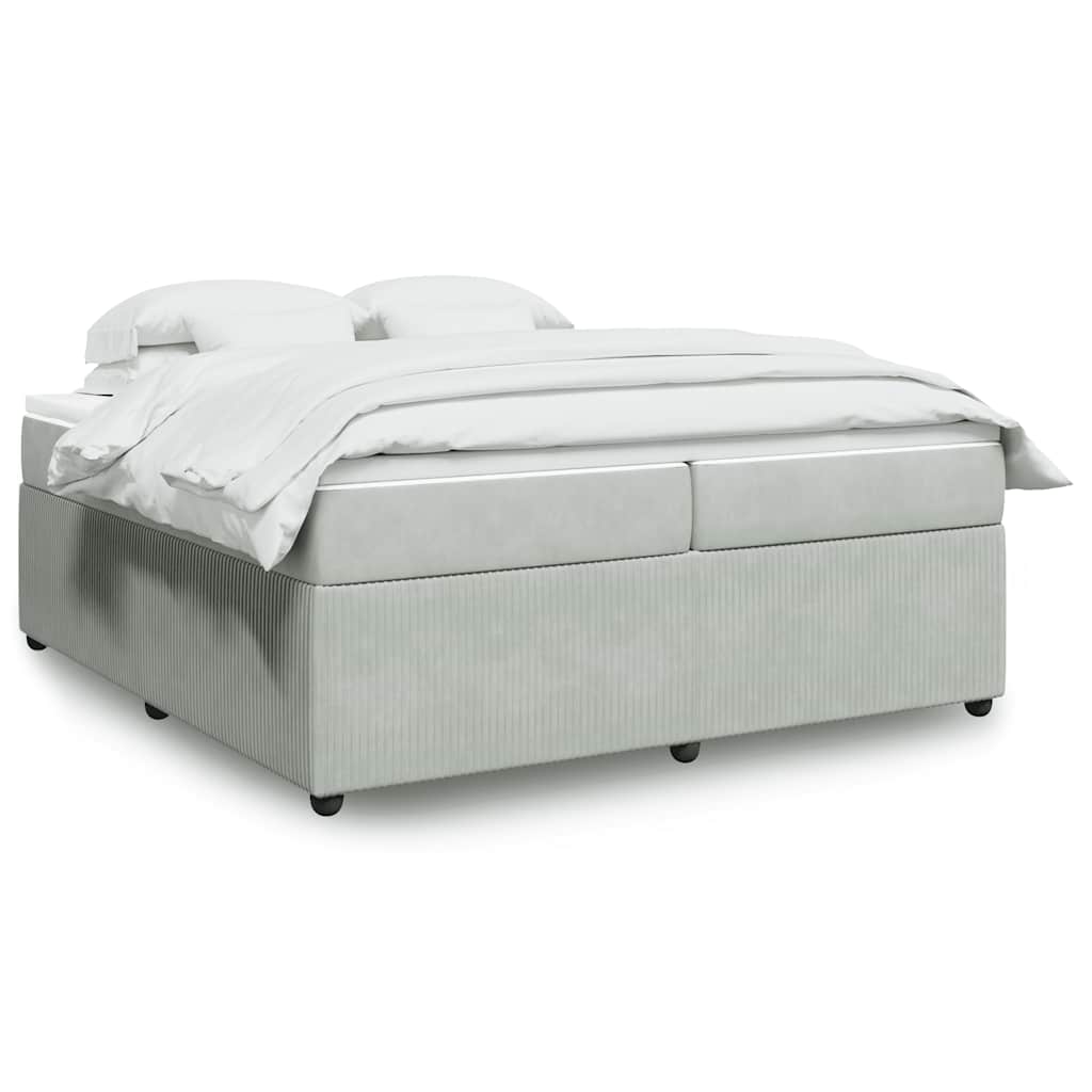 Sommier à lattes de lit et matelas Gris clair 200x200cm Velours - XIOS