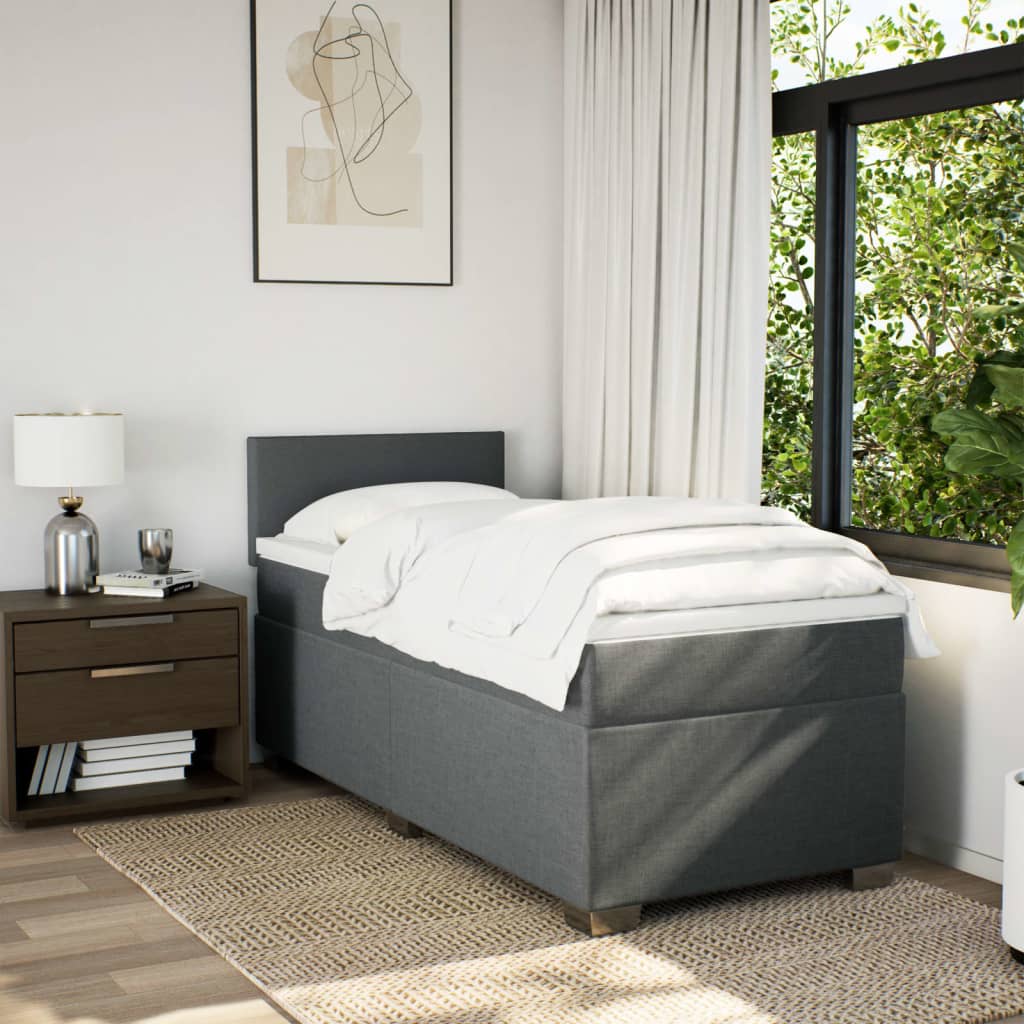 Sommier à lattes de lit avec matelas Gris foncé 80x200 cm Tissu - XIOS