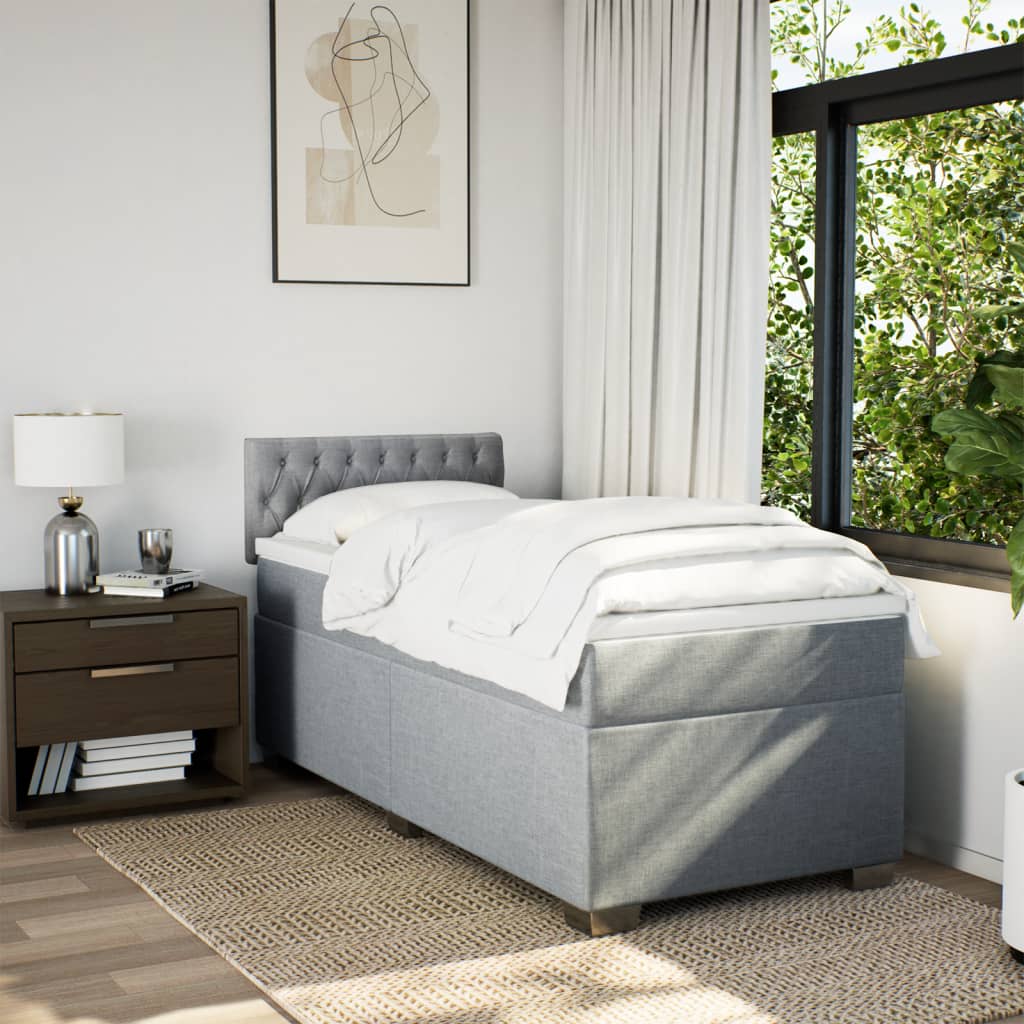 Sommier à lattes de lit avec matelas gris clair 80x200 cm tissu - XIOS