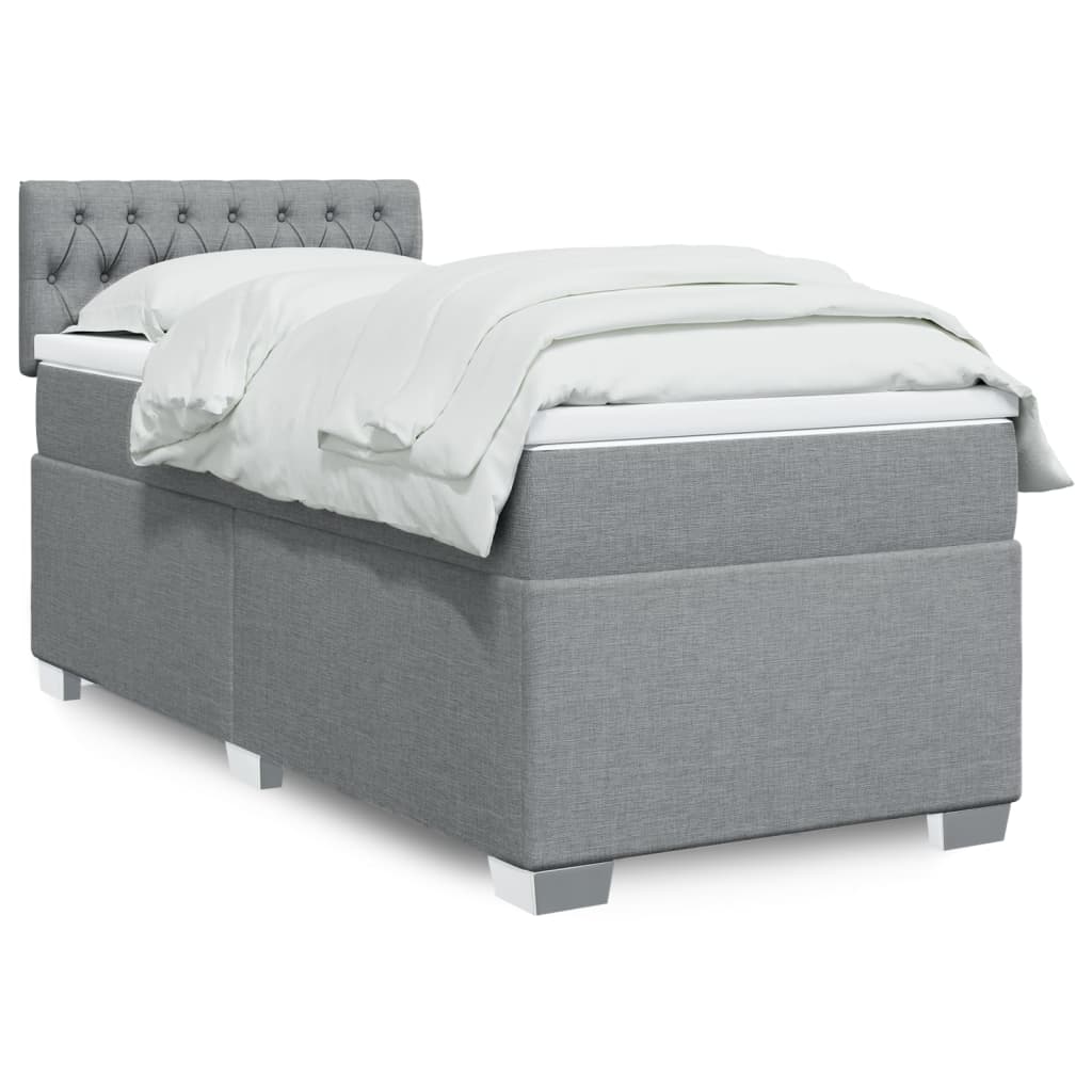 Sommier à lattes de lit avec matelas gris clair 80x200 cm tissu - XIOS