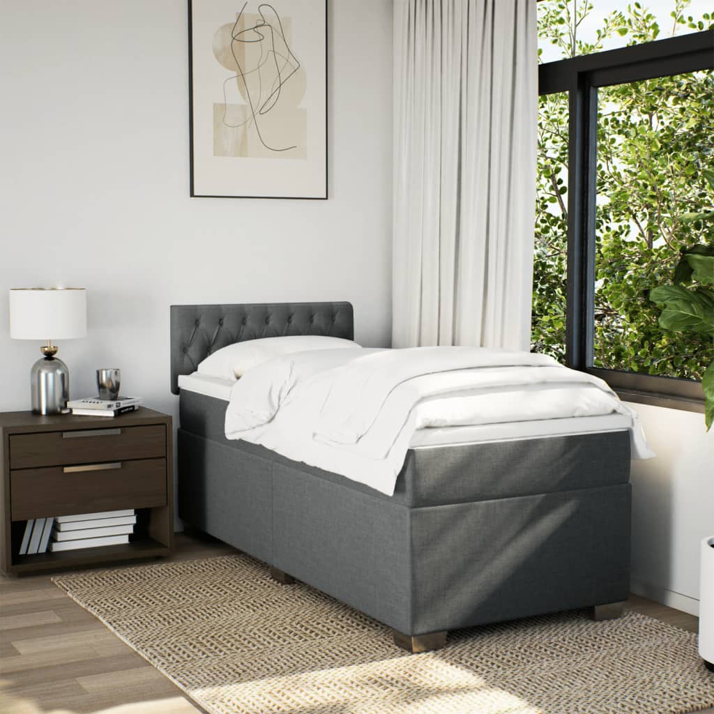 Sommier à lattes de lit avec matelas Gris foncé 80x200 cm Tissu - XIOS