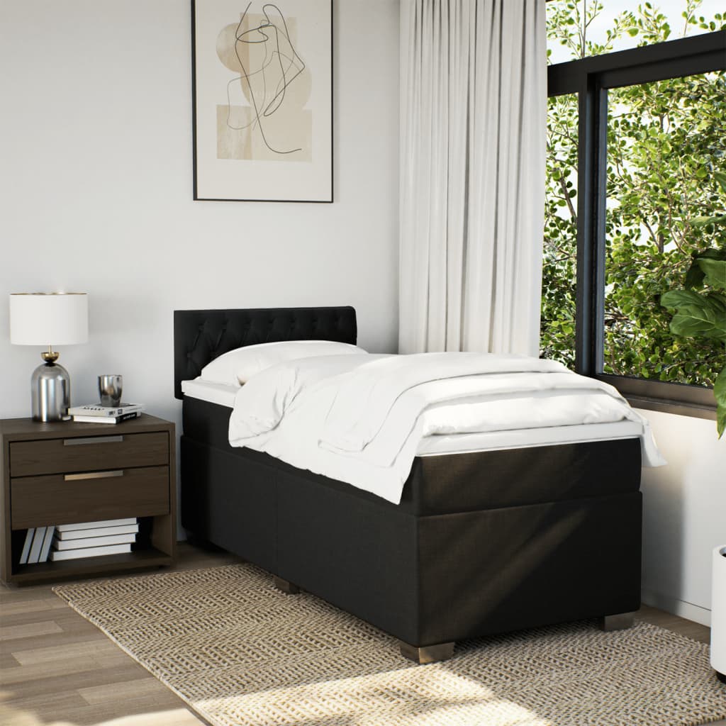Sommier à lattes de lit et matelas Noir 80x200 cm Tissu - XIOS