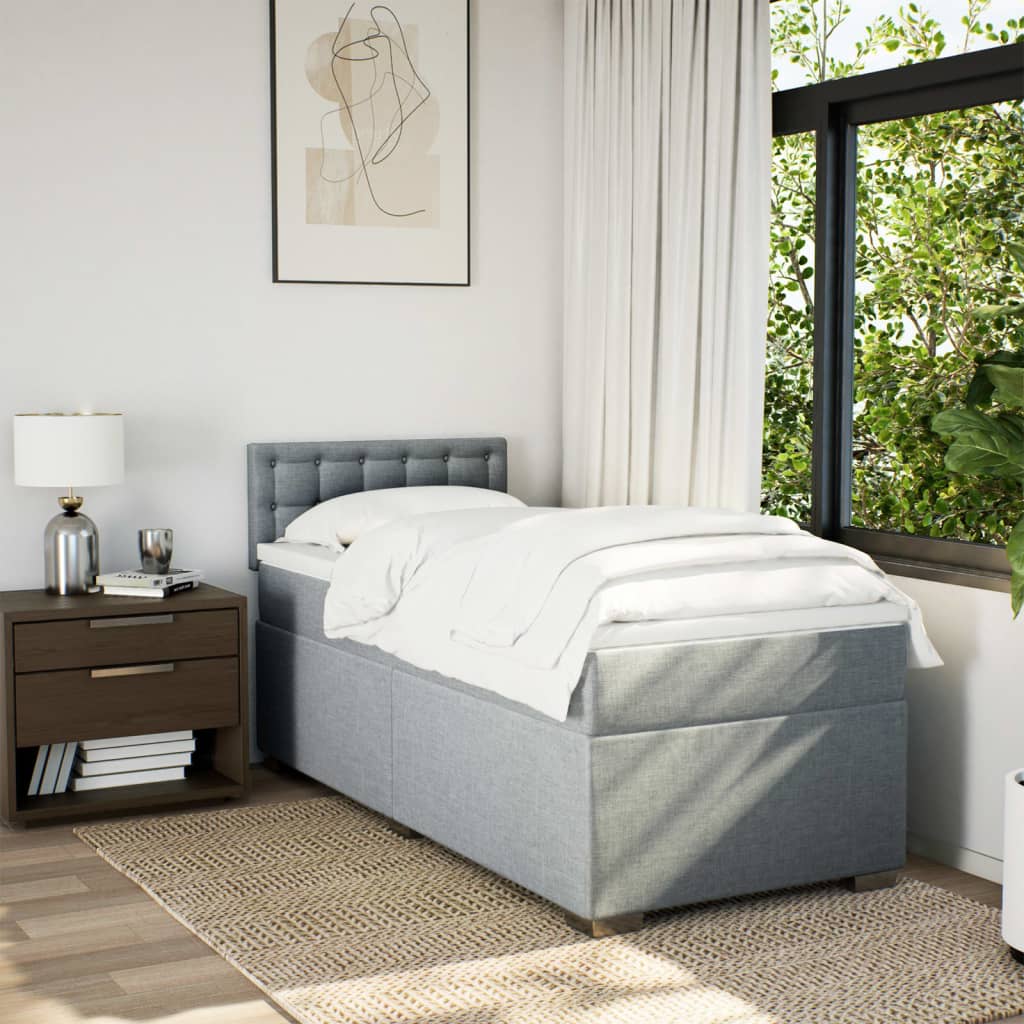 Sommier à lattes de lit avec matelas gris clair 80x200 cm tissu - XIOS