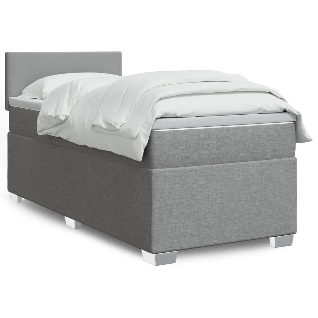 Sommier à lattes de lit et matelas Gris clair 90x190 cm Tissu - XIOS