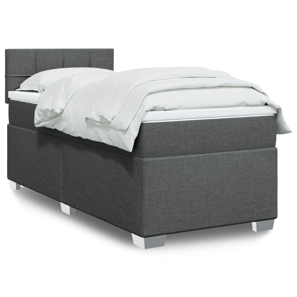 Sommier à lattes de lit et matelas Gris foncé 90x190 cm Tissu - XIOS