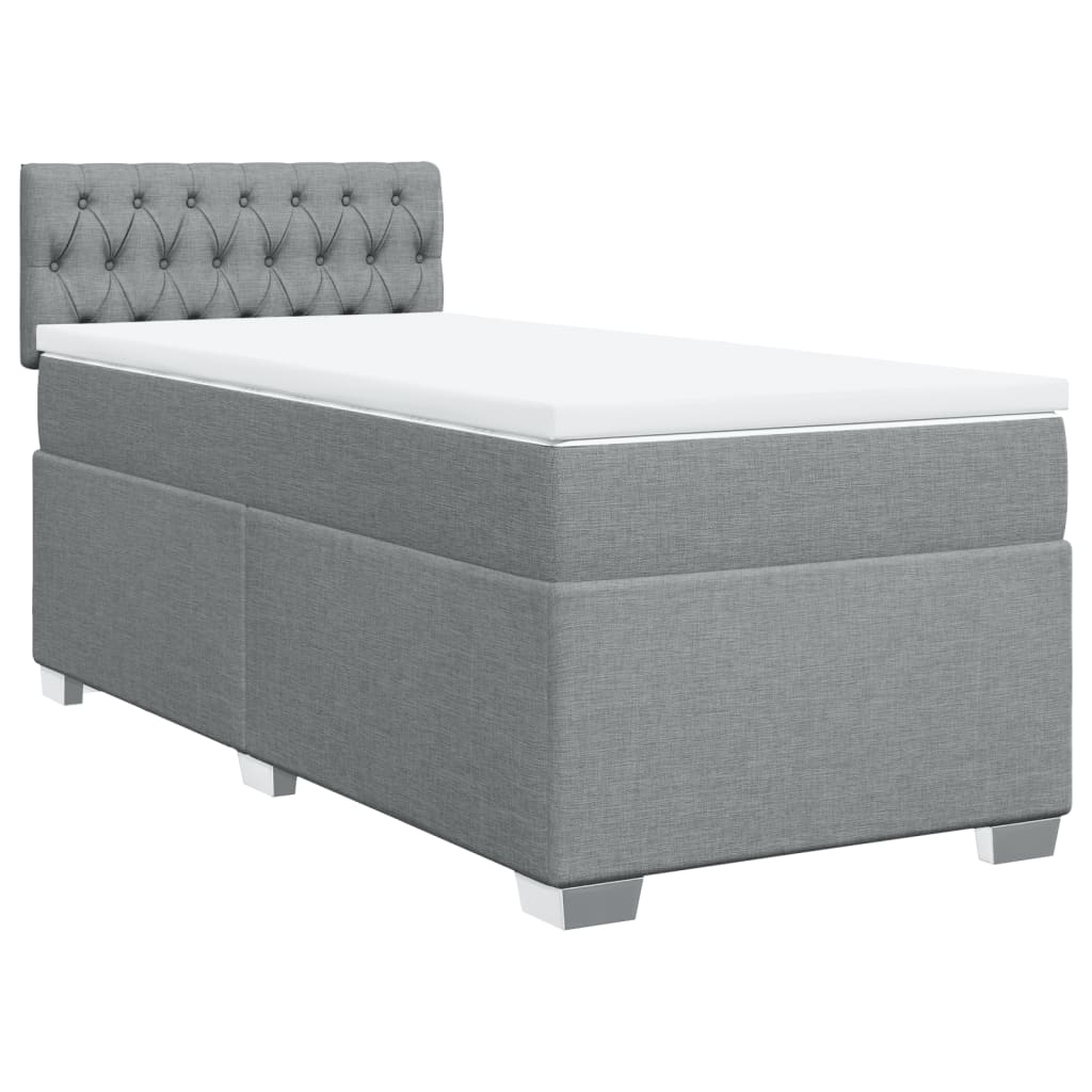 Sommier à lattes de lit et matelas Gris clair 90x190 cm Tissu - XIOS