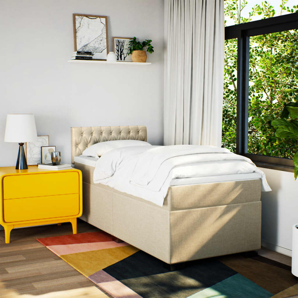 Sommier à lattes de lit et matelas Crème 90x190 cm Tissu - XIOS