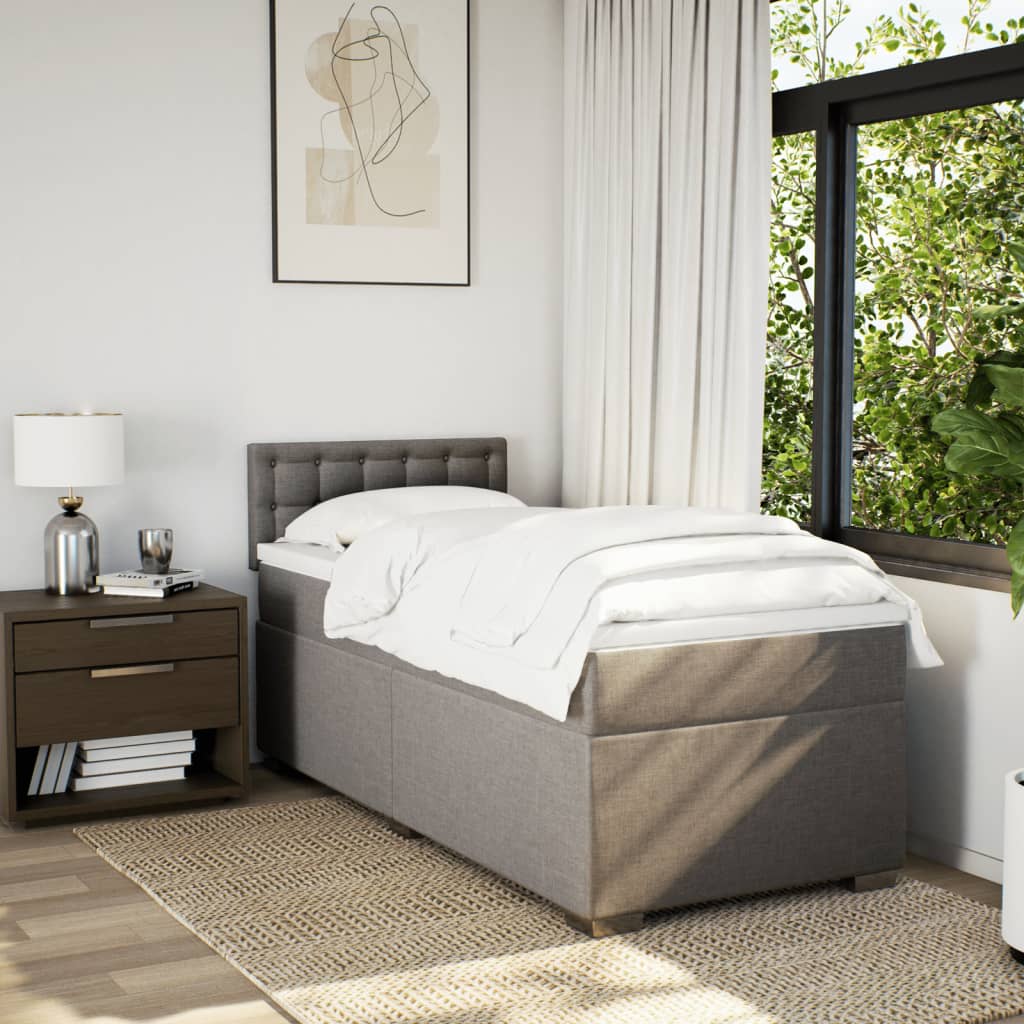 Sommier à lattes de lit avec matelas Taupe 90x190 cm Tissu - XIOS