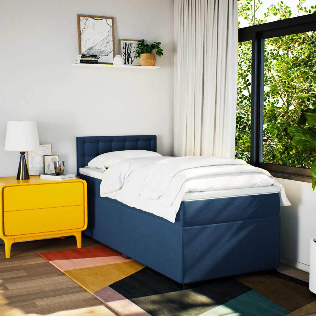 Sommier à lattes de lit avec matelas Bleu 90x190 cm Tissu - XIOS