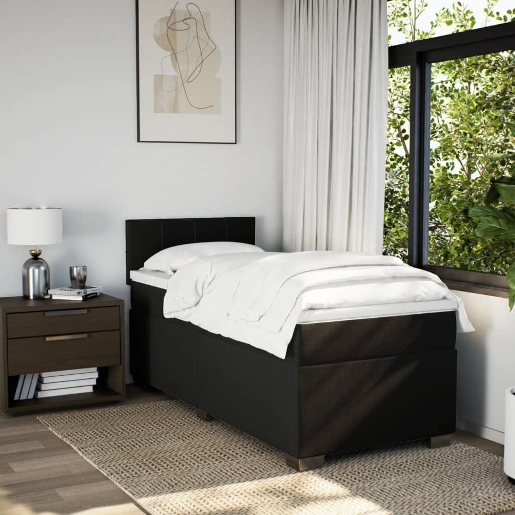 Sommier à lattes de lit avec matelas Noir 90x200 cm Tissu - XIOS