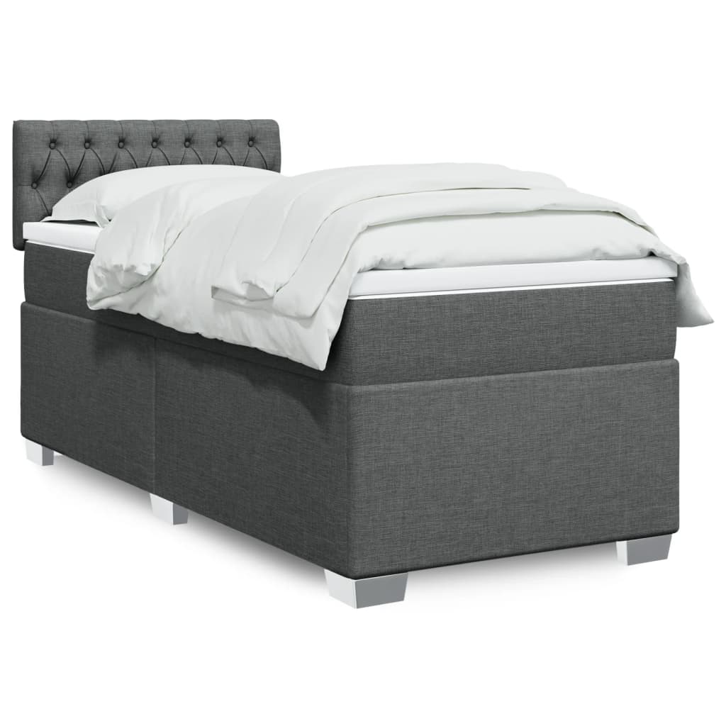 Sommier à lattes de lit avec matelas Gris foncé 90x200 cm Tissu - XIOS