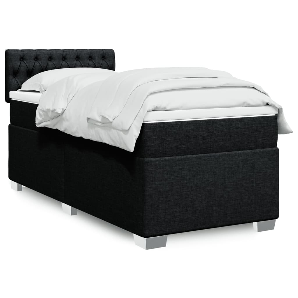 Sommier à lattes de lit avec matelas Noir 90x200 cm Tissu - XIOS