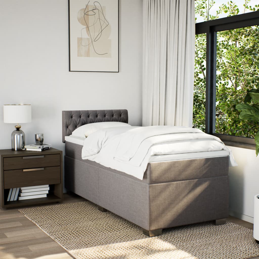 Sommier à lattes de lit avec matelas Taupe 90x200 cm Tissu - XIOS