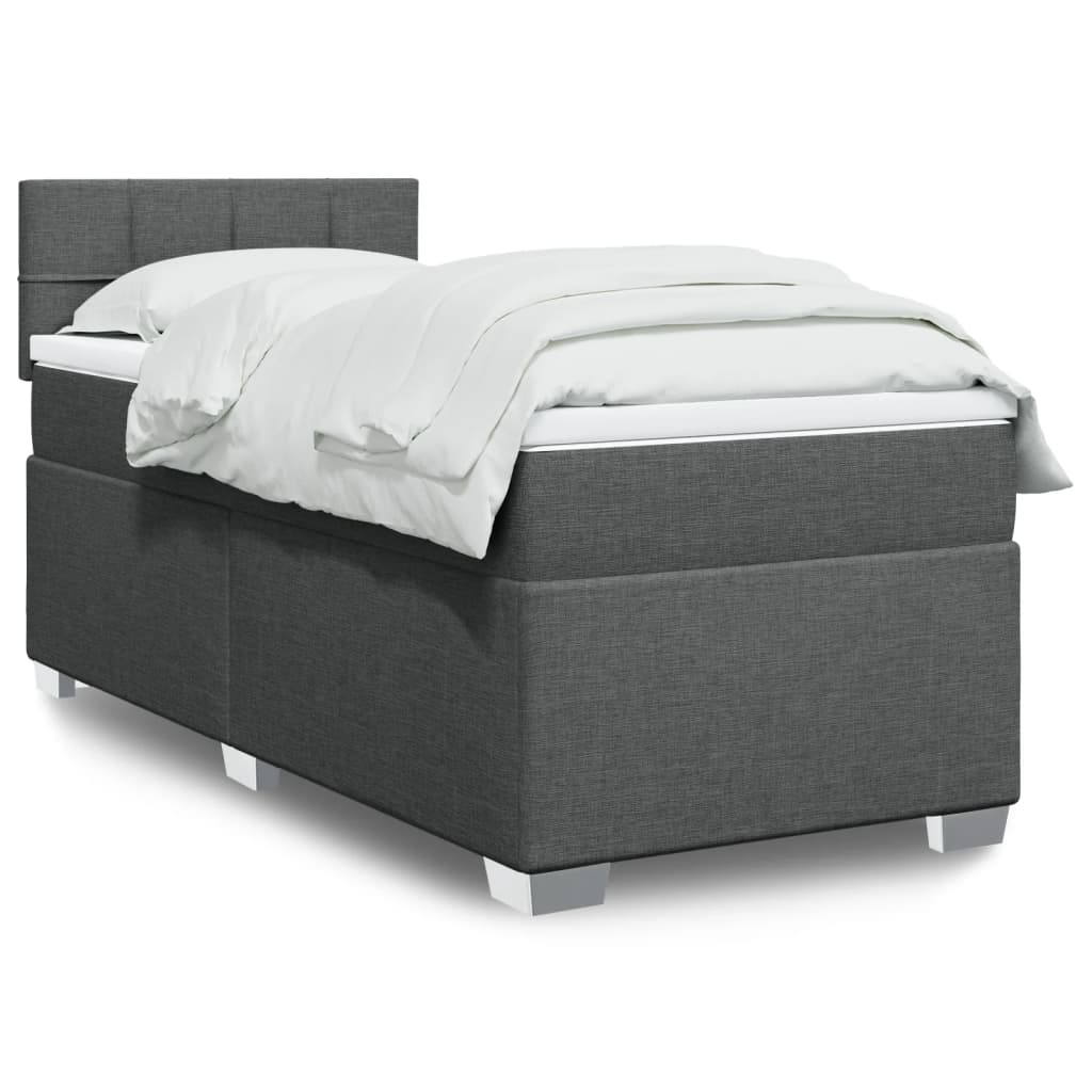 Sommier à lattes de lit avec matelas Gris foncé 100x200cm Tissu - XIOS