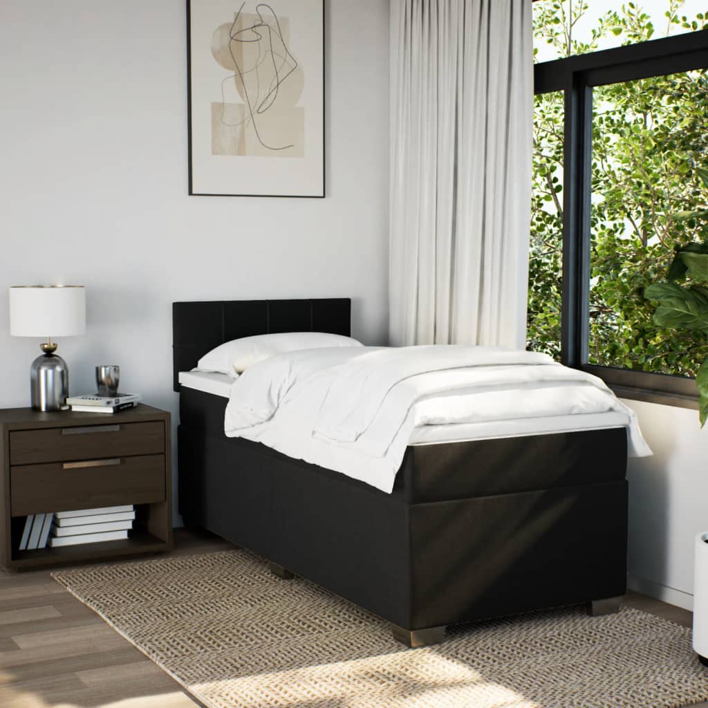Sommier à lattes de lit avec matelas Noir 100x200 cm Tissu - XIOS