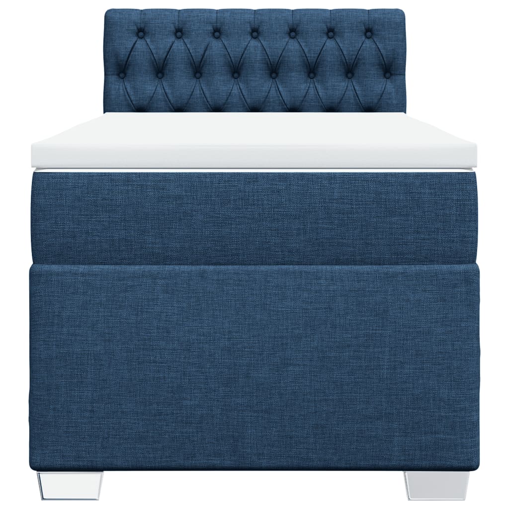 Sommier à lattes de lit avec matelas Bleu 100x200 cm Tissu - XIOS