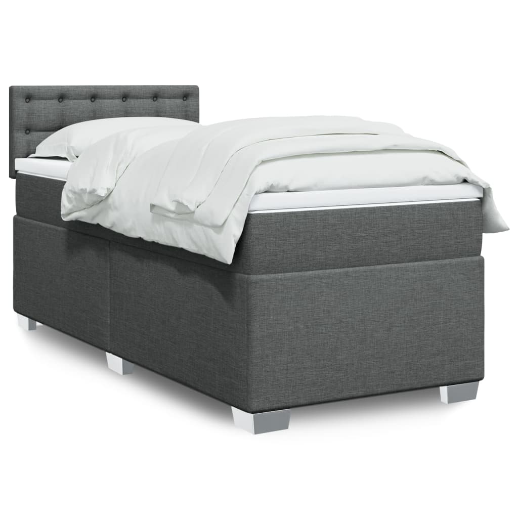 Sommier à lattes de lit avec matelas Gris foncé 100x200cm Tissu - XIOS
