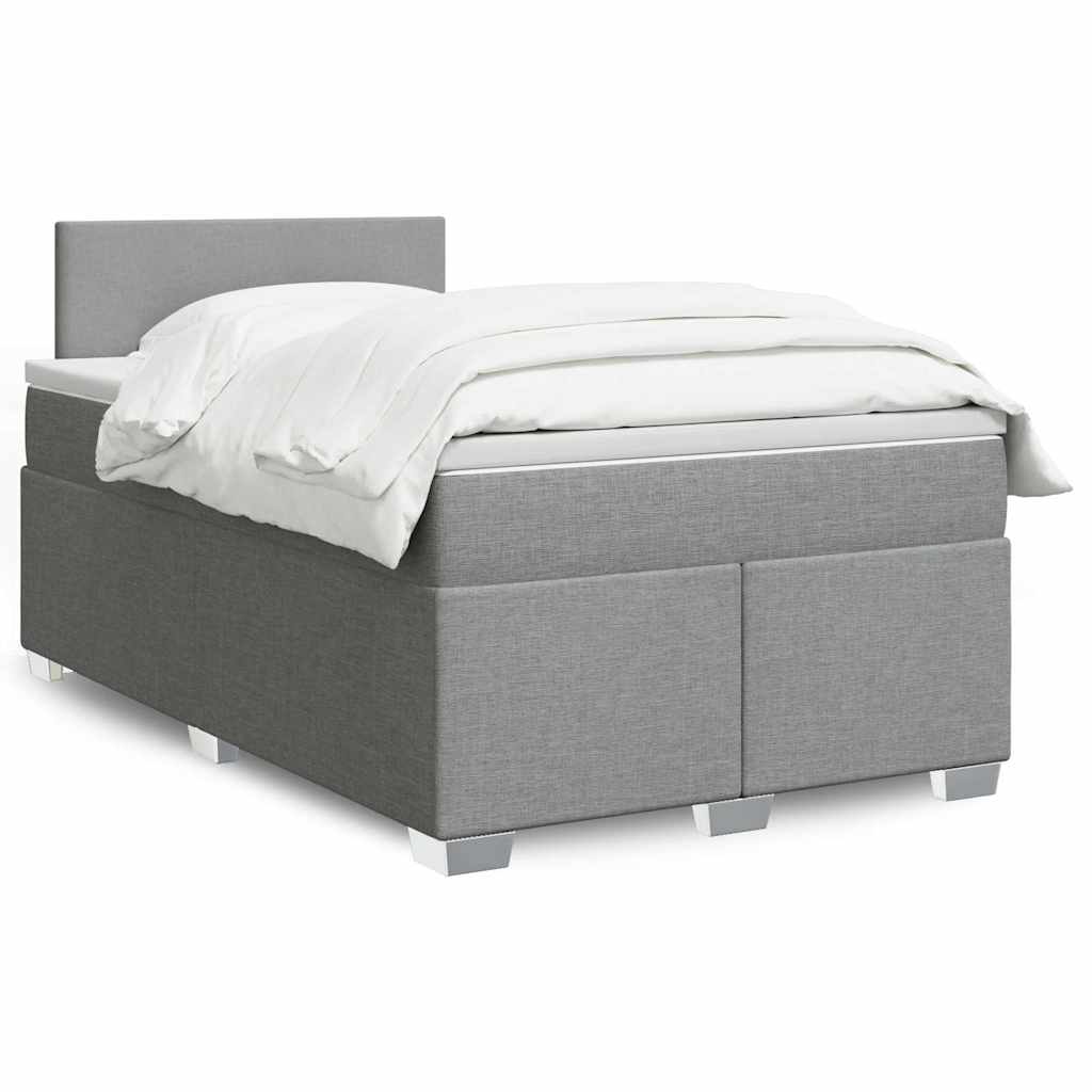 Sommier à lattes de lit et matelas gris clair 120x190 cm tissu - XIOS
