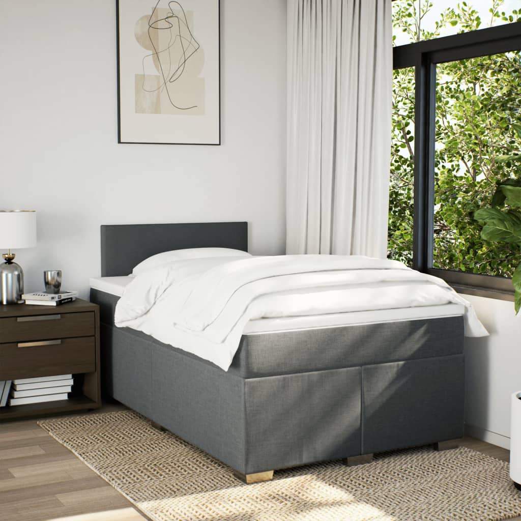 Sommier à lattes de lit avec matelas gris foncé 120x190cm tissu - XIOS