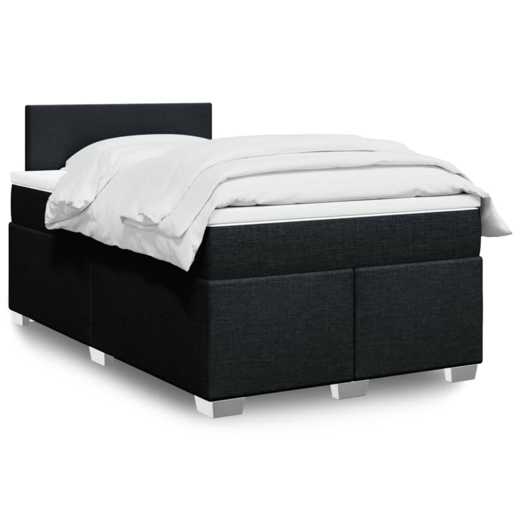 Sommier à lattes de lit avec matelas noir 120x190 cm tissu - XIOS