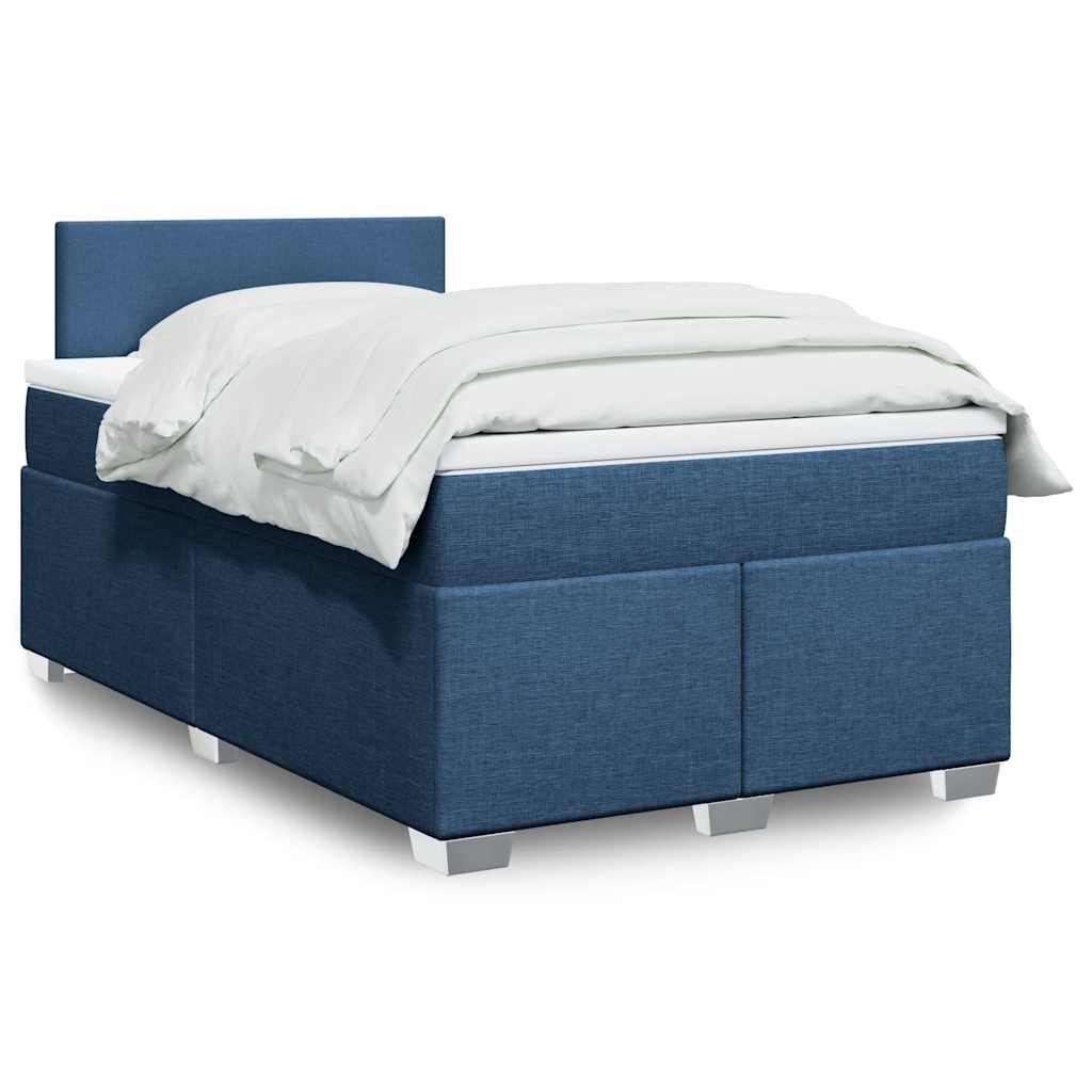 Sommier à lattes de lit avec matelas bleu 120x190 cm tissu - XIOS