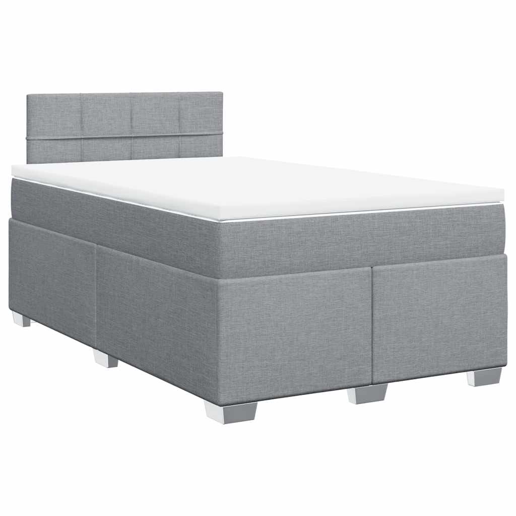 Sommier à lattes de lit et matelas gris clair 120x190 cm tissu - XIOS