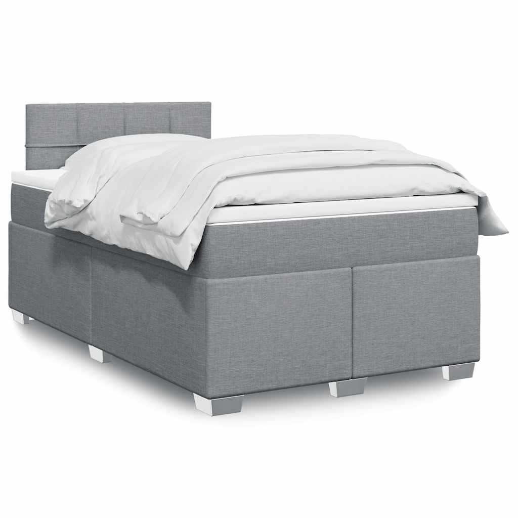 Sommier à lattes de lit et matelas gris clair 120x190 cm tissu - XIOS