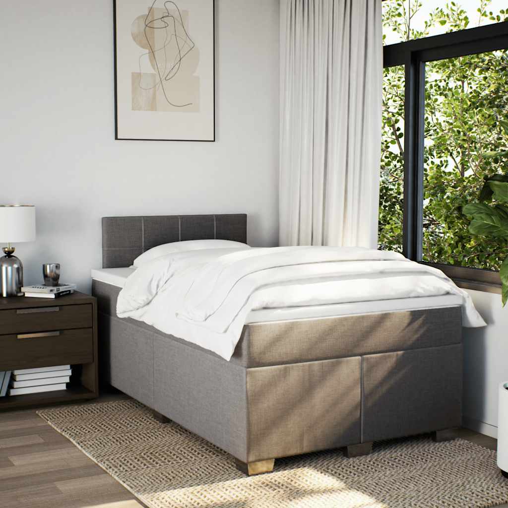 Sommier à lattes de lit avec matelas taupe 120x190 cm tissu - XIOS
