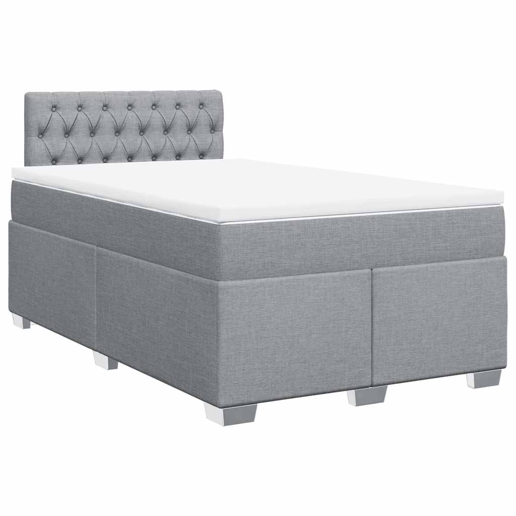Sommier à lattes de lit et matelas gris clair 120x190 cm tissu - XIOS