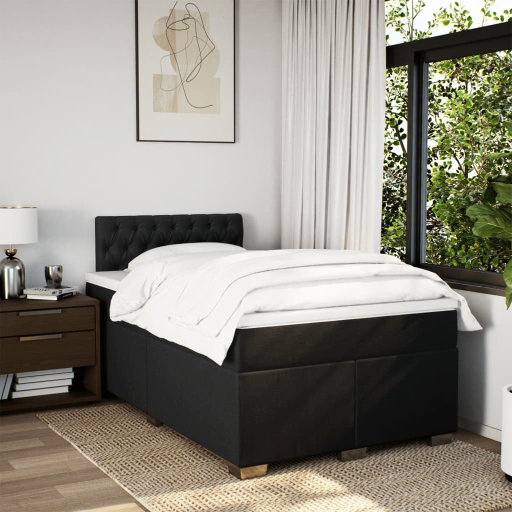 Sommier à lattes de lit avec matelas noir 120x190 cm tissu - XIOS
