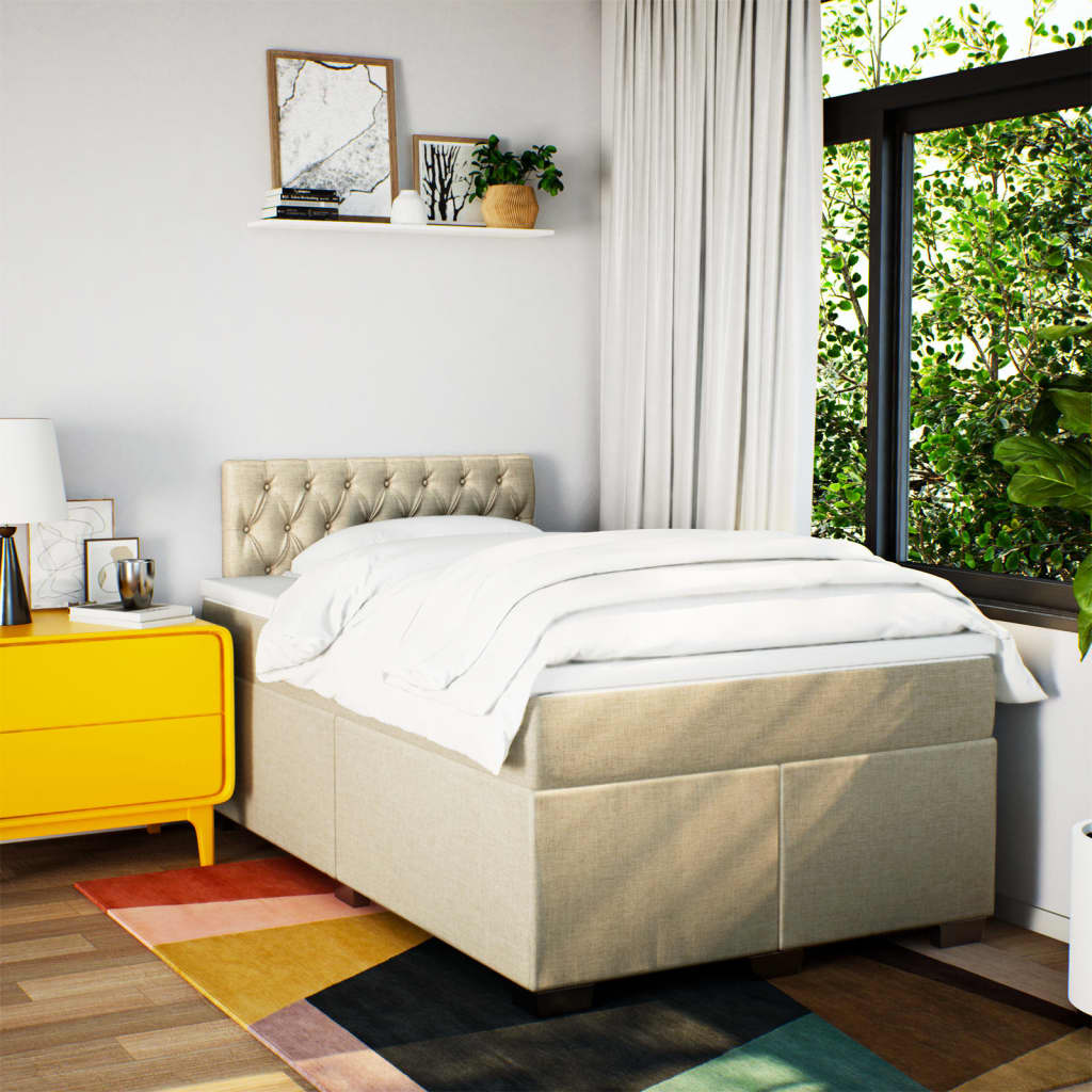 Sommier à lattes de lit avec matelas crème 120x190 cm tissu - XIOS