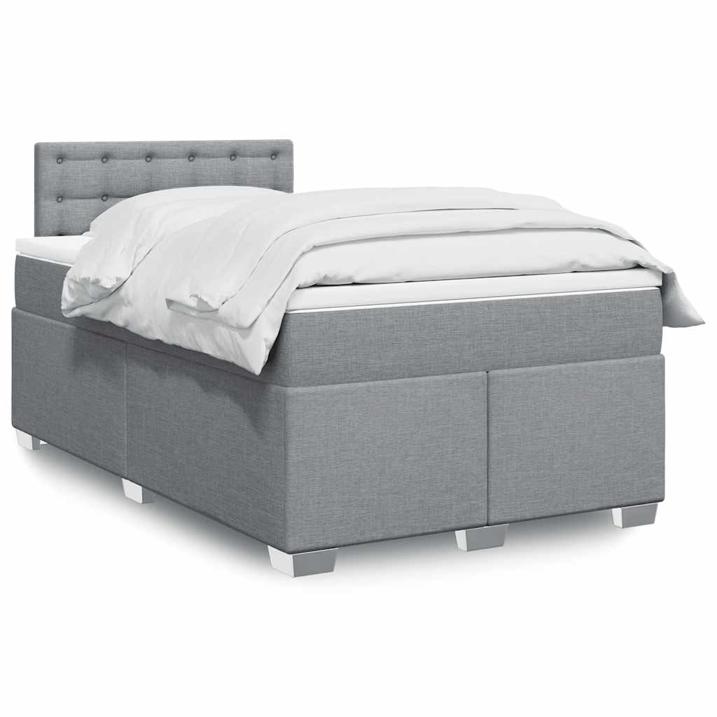 Sommier à lattes de lit et matelas gris clair 120x190 cm tissu - XIOS