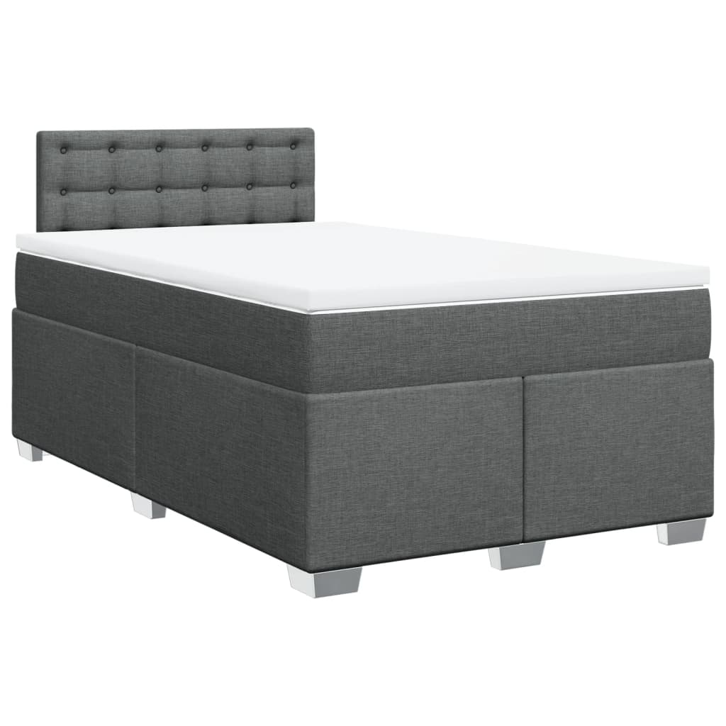 Sommier à lattes de lit avec matelas gris foncé 120x190cm tissu - XIOS