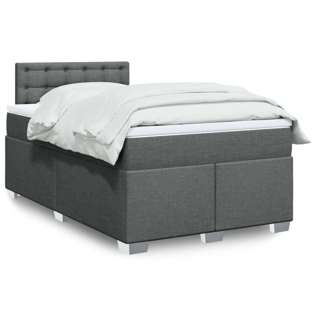 Sommier à lattes de lit avec matelas gris foncé 120x190cm tissu - XIOS