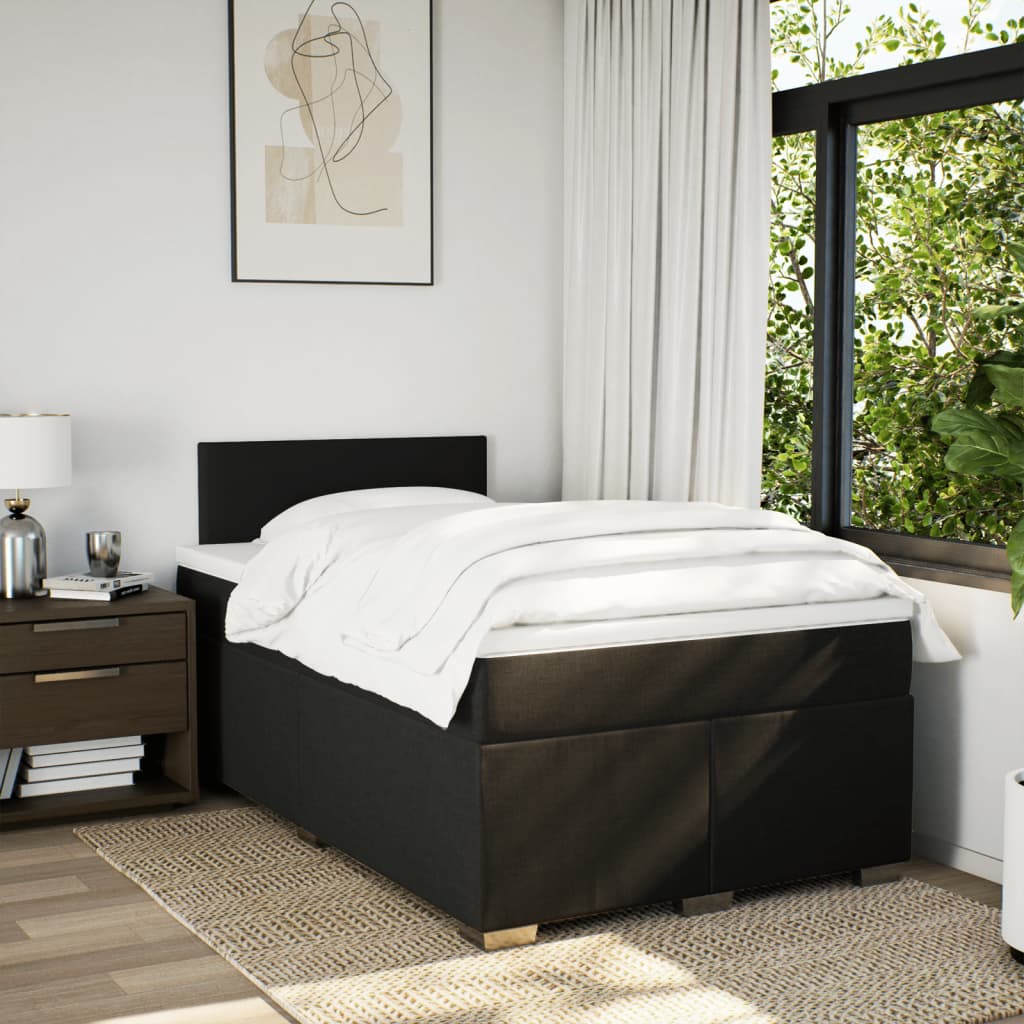 Sommier à lattes de lit avec matelas Noir 120x200 cm Tissu - XIOS