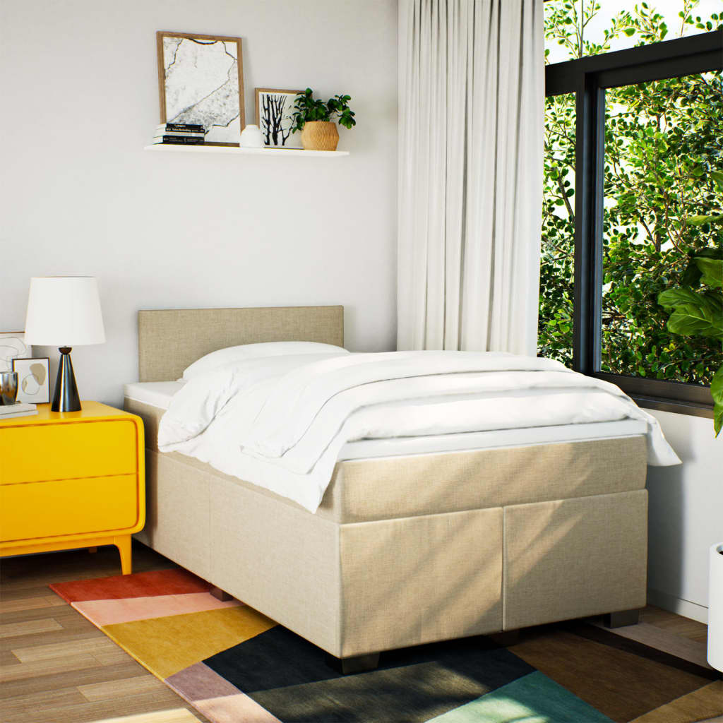 Sommier à lattes de lit avec matelas Crème 120x200 cm Tissu - XIOS