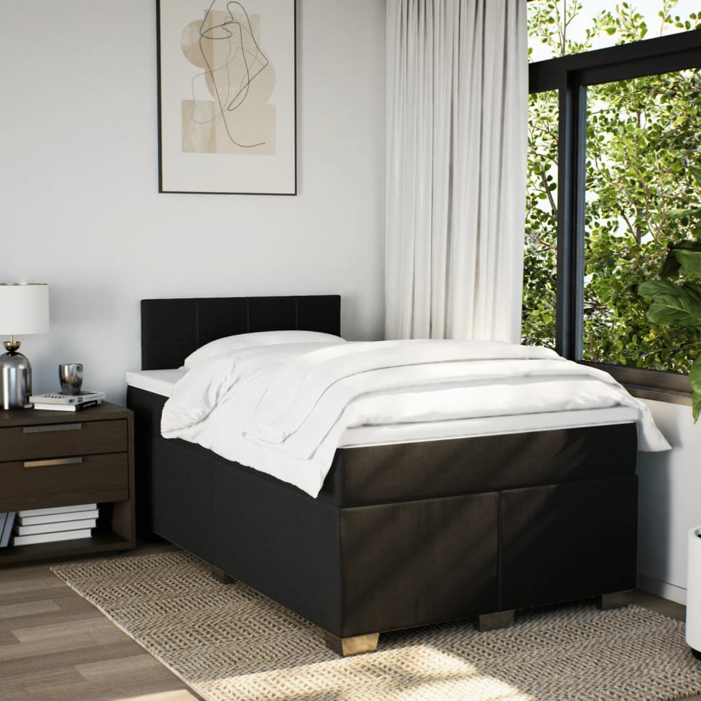 Sommier à lattes de lit avec matelas Noir 120x200 cm Tissu - XIOS