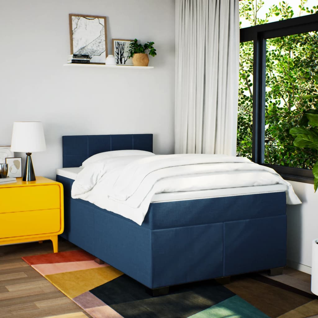 Sommier à lattes de lit avec matelas Bleu 120x200 cm Tissu - XIOS
